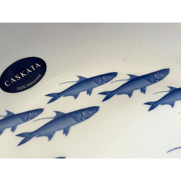 Caskata 100% Melamine Fish School 13" Pasta Serving Bowl‎ Nautical Coastal Blue - Picture 10 of 15